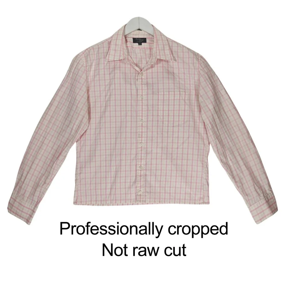 J.Crew Thompson Shirting Pink Gingham Cropped Button Down Shirt L 16-16.5